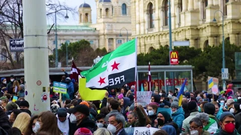 Anti war protest in Vienna, Austria Stock Footage 171127136