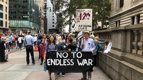 Anti War Protesters in Manhattan Stock Footage 108927854