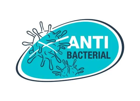 Antibacterial emblem in decorative frame Stock Illustration