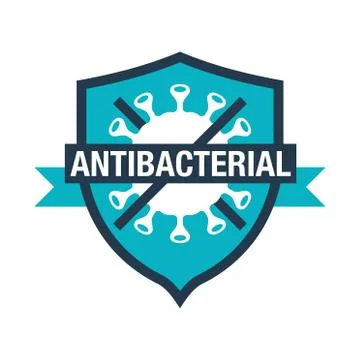 Antibacterial formula shield stamp Stock Illustration