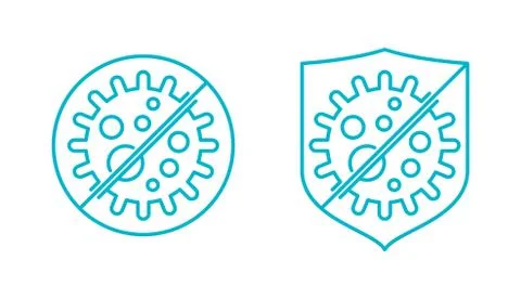 Antibacterial formula stamp in thin line style Stock Illustration