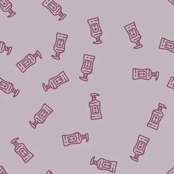 Antibacterial liquid soap line vector seamless pattern Illustrazione stock