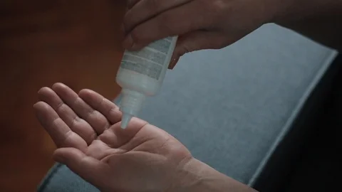 Antibacterial Sanitizer Applied On Hands Stock Footage 126843387