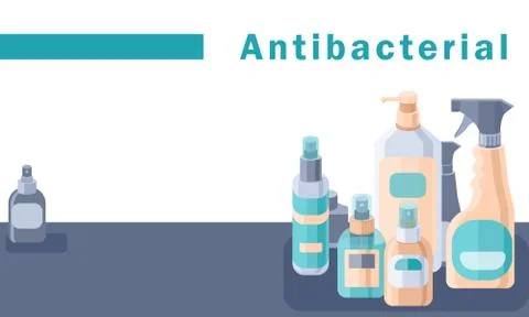Antibacterial text with copy space on white backdrop. Stock Illustration