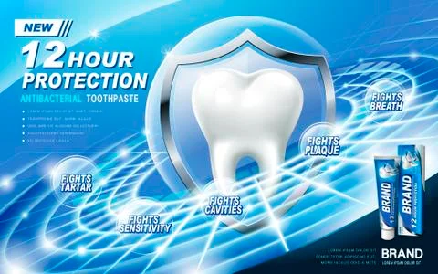 Antibacterial toothpaste ad Stockillustratie