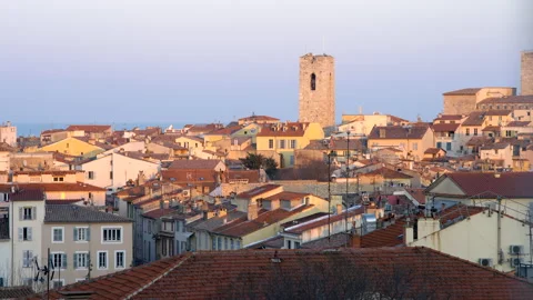 Antibes Old Town Rooftops View, South of France, Mediterranean Coast Stock Footage 234921869