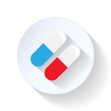 Antibiotic capsule flat icon Stock Illustration