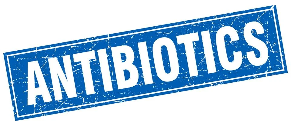 Antibiotics square stamp Stock Illustration