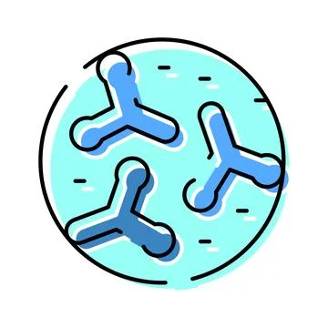 Antibodies attacking pathogens inside a cell icon Stock Illustration