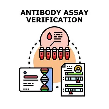 Antibody assay verification process evaluating blood samples and genetic data Stockillustratie