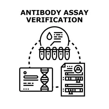 Antibody assay verification process evaluating blood samples and genetic data Stock Illustration