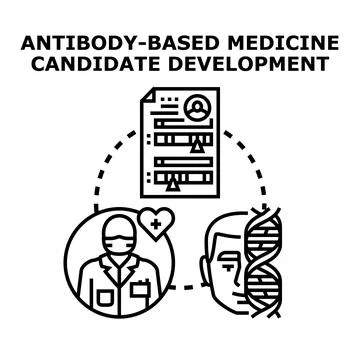 Antibody based medicine candidate developing process Illustrazione stock