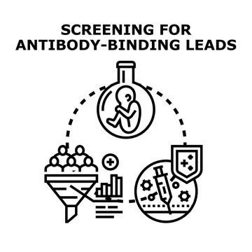 Antibody binding leads screening process for medical research Illustrazione stock