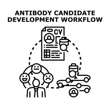 Antibody candidate development workflow process illustration イラスト素材