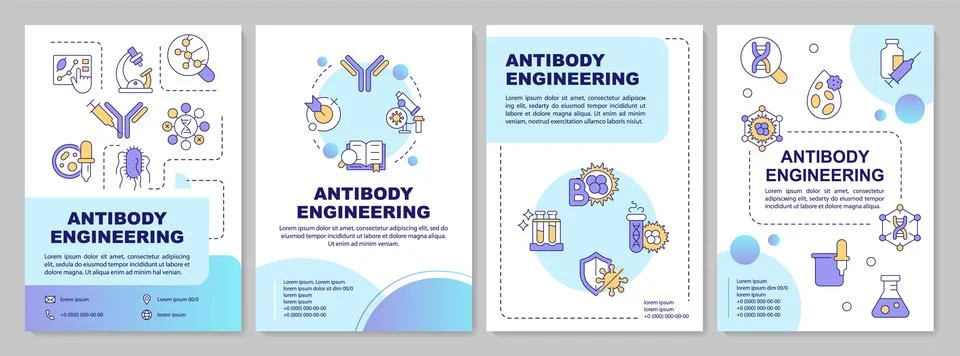 Antibody development blue circle brochure template Stock Illustration