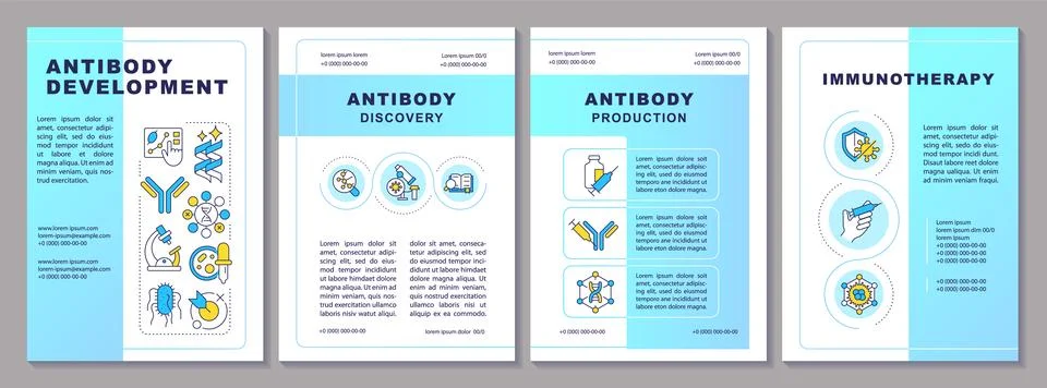 Antibody development blue gradient brochure template Stock Illustration