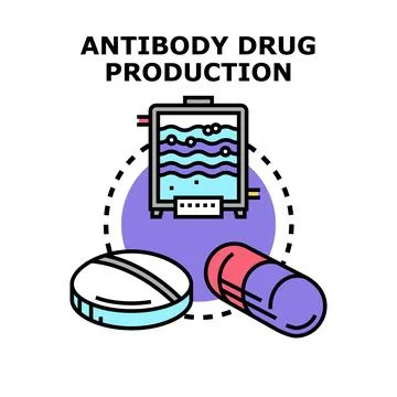 Antibody drug production process developing medication Stockillustratie