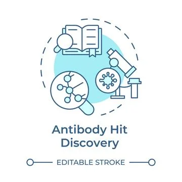 Antibody hit discovery soft blue concept icon Illustrazione stock