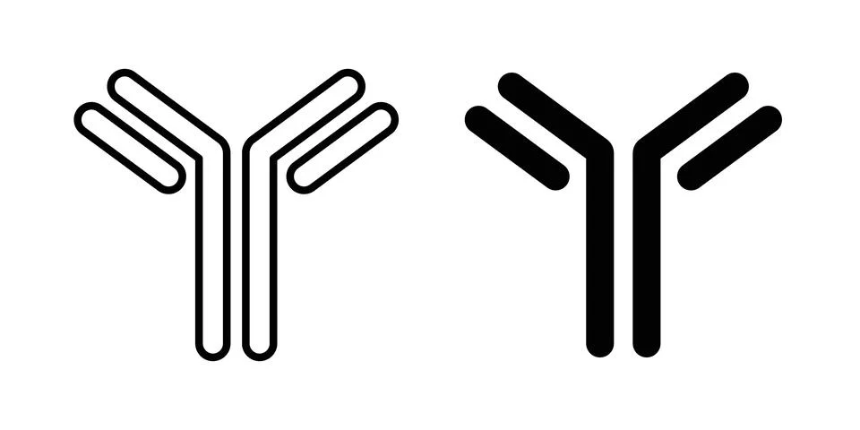 Antibody icon solid, line, and editable vector set. Ilustración de archivo