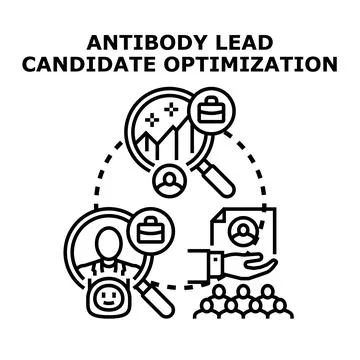 Antibody lead candidate optimization process concept Stock Illustration