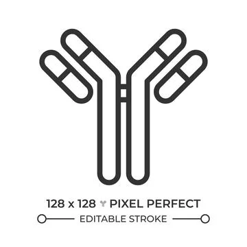 Antibody pixel perfect simple line icon Stock Illustration