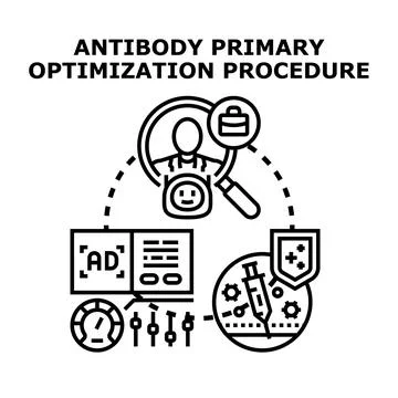 Antibody primary optimization procedure concept icon Stock Illustration