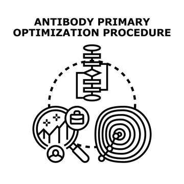 Antibody primary optimization procedure scientific research process Illustrazione stock