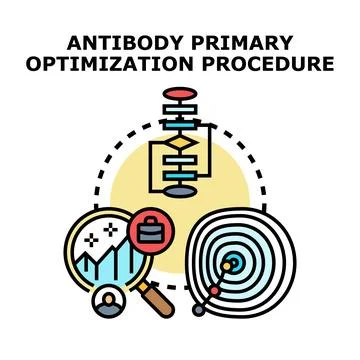 Antibody primary optimization procedure scientific research process Stock Illustration