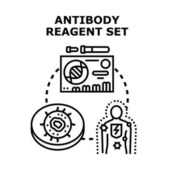 Antibody reagent set for diagnostic testing and immunity research Stock Illustration