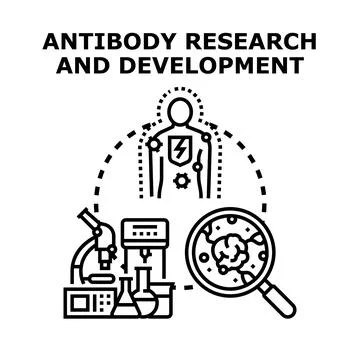 Antibody research and development developing immune system Stock Illustration
