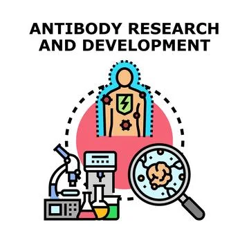 Antibody research and development developing immune system Stock Illustration