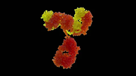 Antibody rotating molecular - Loop with transparent background (Alpha) 스톡 동영상 131536590