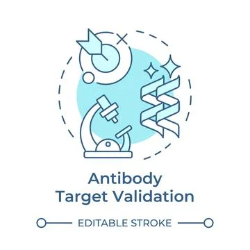 Antibody target validation soft blue concept icon Stock Illustration