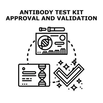 Antibody test kit approval and validation concept illustration Stock Illustration