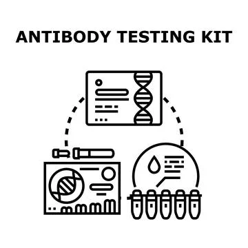 Antibody testing kit blood analysis and genetic diagnostics Illustrazione stock