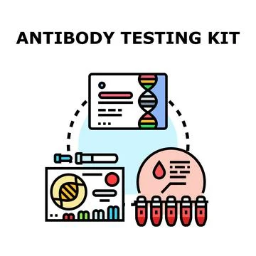 Antibody testing kit blood analysis and genetic diagnostics Stock Illustration
