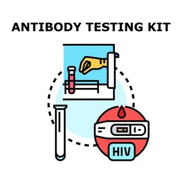 Antibody testing kit for medical diagnostics concept Stock Illustration