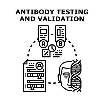 Antibody testing validation process with medical results Stock Illustration