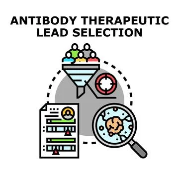 Antibody therapeutic lead selection process analyzing research data Illustrazione stock