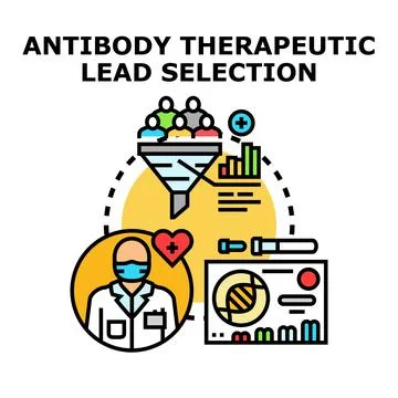 Antibody therapeutic lead selection process charting research Stock Illustration