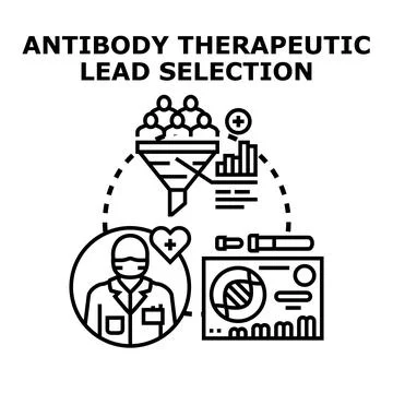 Antibody therapeutic lead selection process charting research Stock Illustration