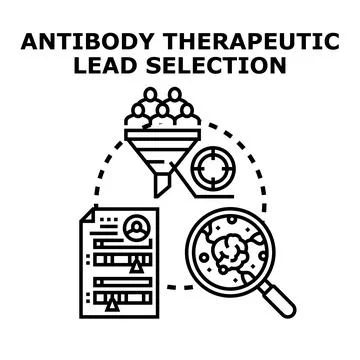 Antibody therapeutic lead selection process analyzing research data Stock Illustration