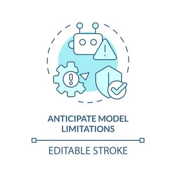 Anticipate model limitations soft blue concept icon Stock Illustration