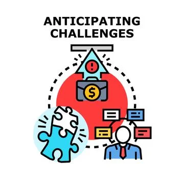 Anticipating challenges with business problem solving strategy Stock Illustration