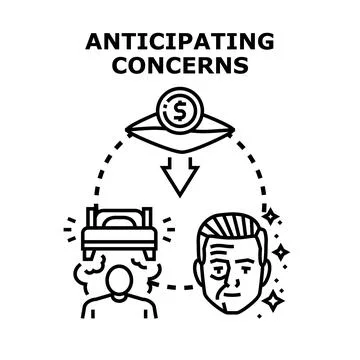 Anticipating financial concerns affecting personal well being and aging Stock Illustration