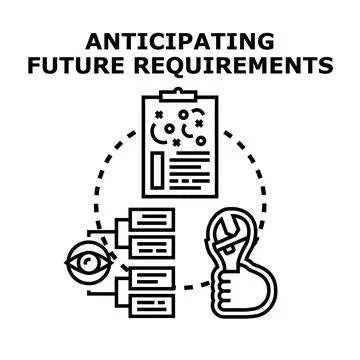 Anticipating future requirements concept with planning and optimization Stock Illustration
