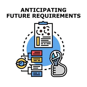 Anticipating future requirements concept with planning and optimization Stock Illustration