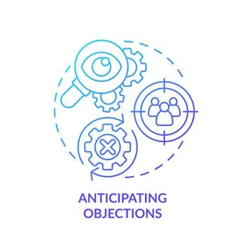 Anticipating objections blue gradient concept icon Stock Illustration