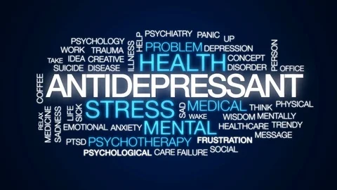 Antidepressant animated word cloud, text design animation. Stock Footage 77032079
