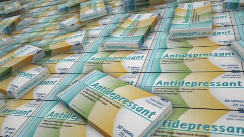 Antidepressant tablets pack production loopable seamless Stock Footage 244056922